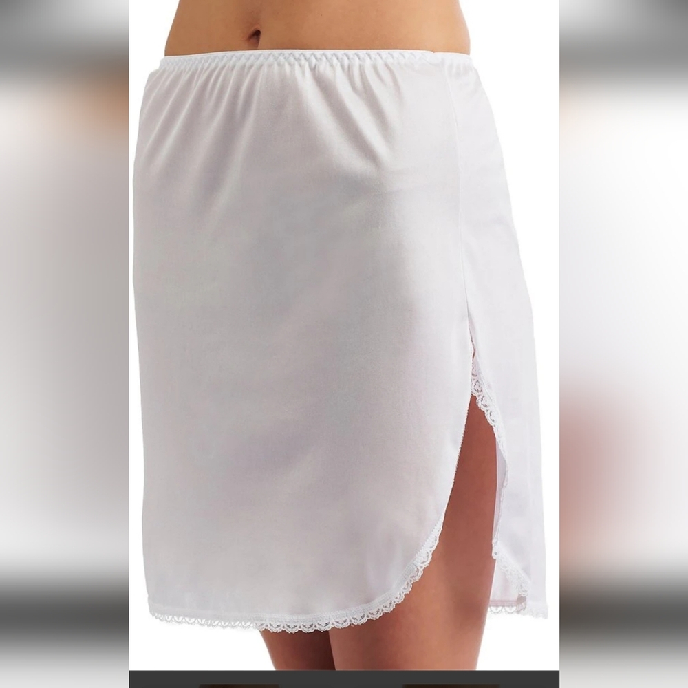 Cabarnet : White Half Slip with Lace Trim